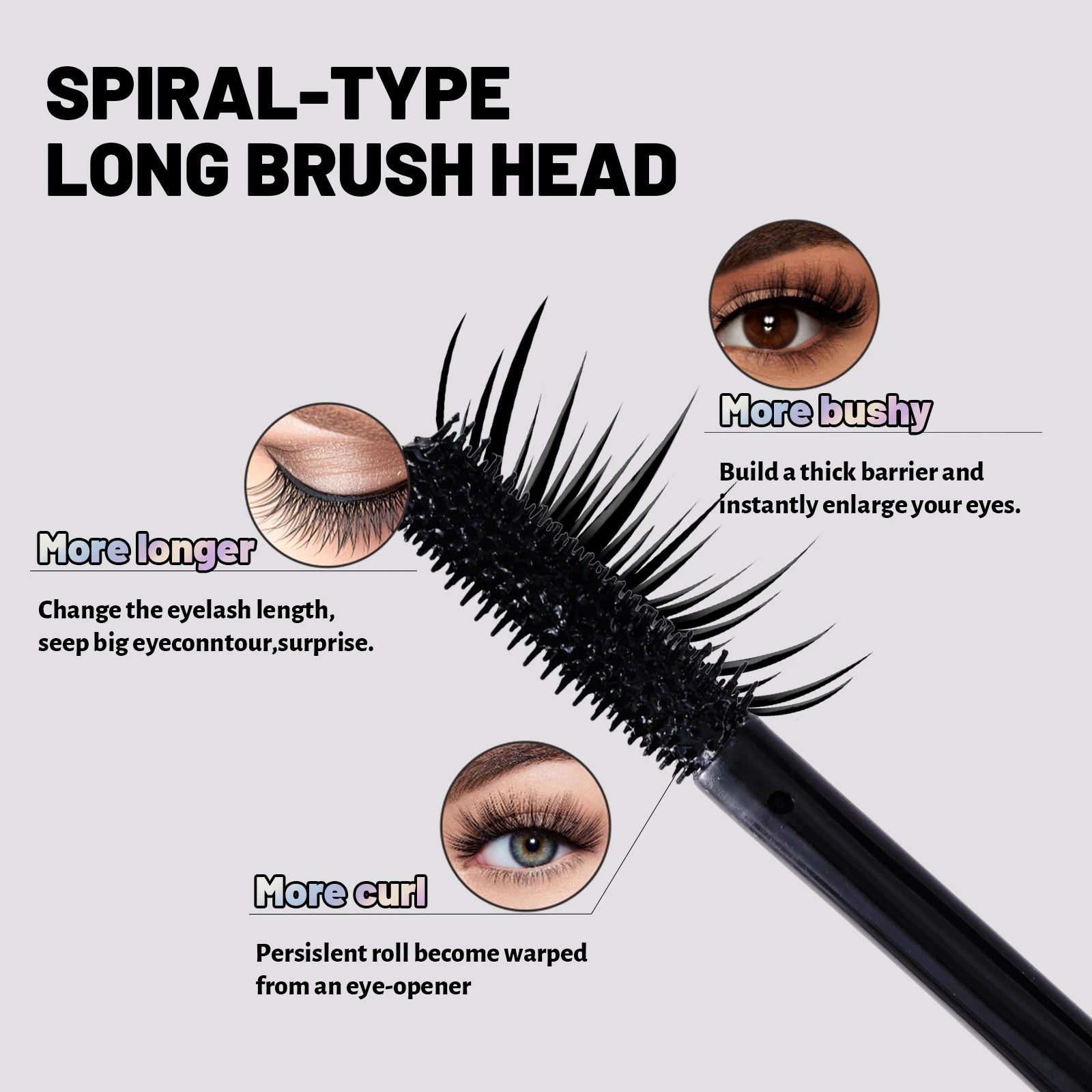 Waterproof Mascara, Long and Curly, Long-Lasting and Set, Silky Smooth, Natural Makeup Look, Lasting Makeup Effect