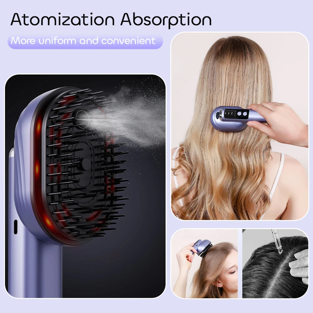 Electric Vibration Scalp Massager Comb Wireless Essential Oil Spraying Hair Care Brush Portable Head Massage Device