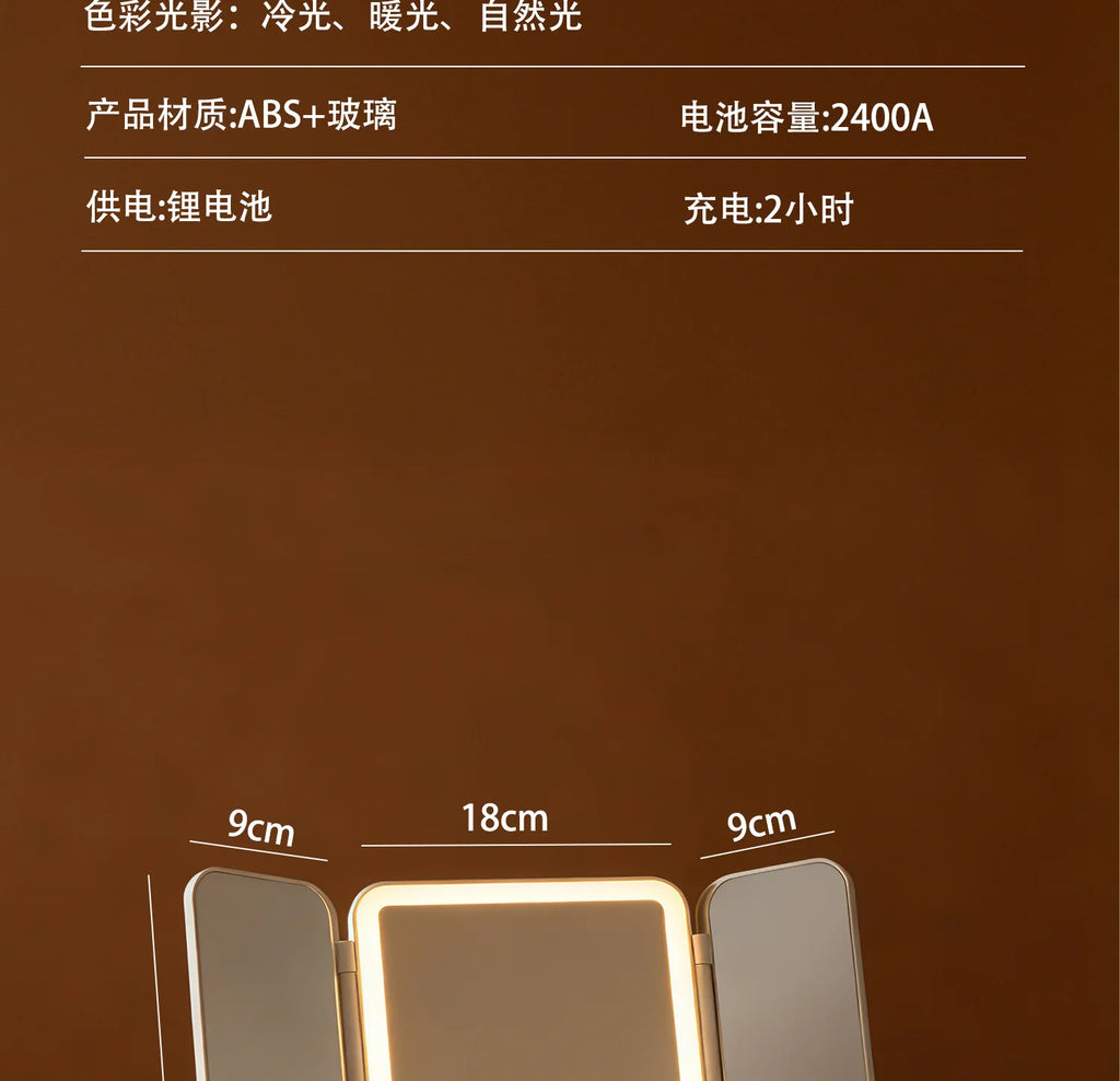Led Makeup Mirror Desktop Multifunctional Foldable Lighted Mirror with Fill Light for Dressing Table Daily Makeup Use  Mirror
