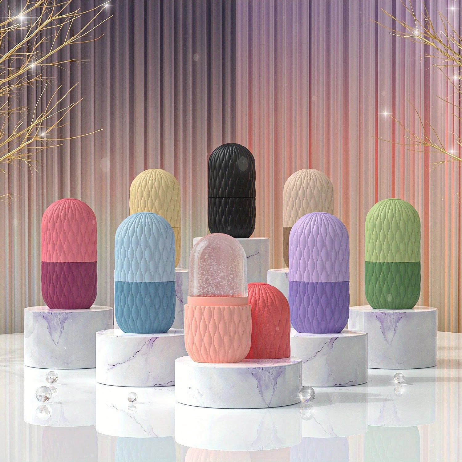 Ice Roller for Face and Eye Reusable Silicone Ice Facial Roller Ice Holder Ice Mold Skin Care Ice Cube Roller for Shrink Pores