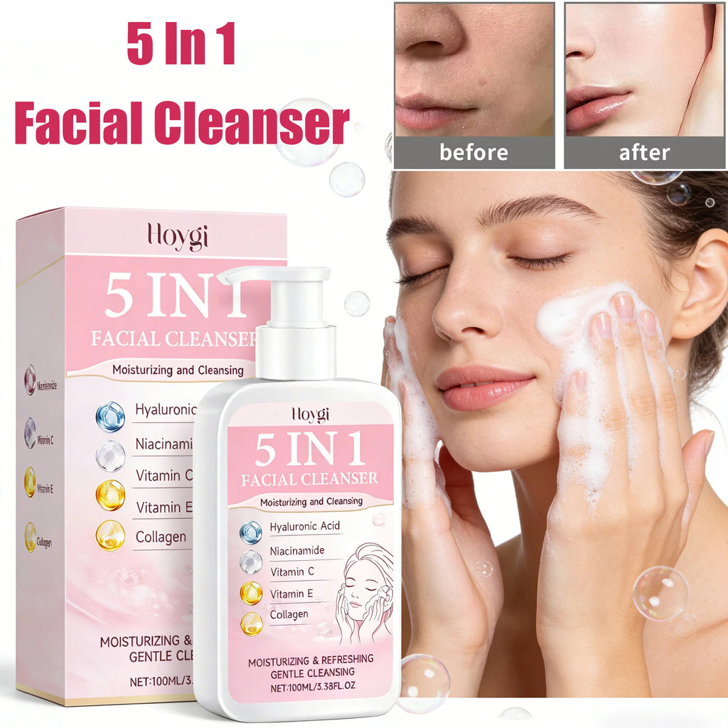 5 in 1 Moisturizing Facial Cleanser Refreshed Cleansing Makeup Remover Brightening Hydrating Light Texture Rich Foam Cleanser