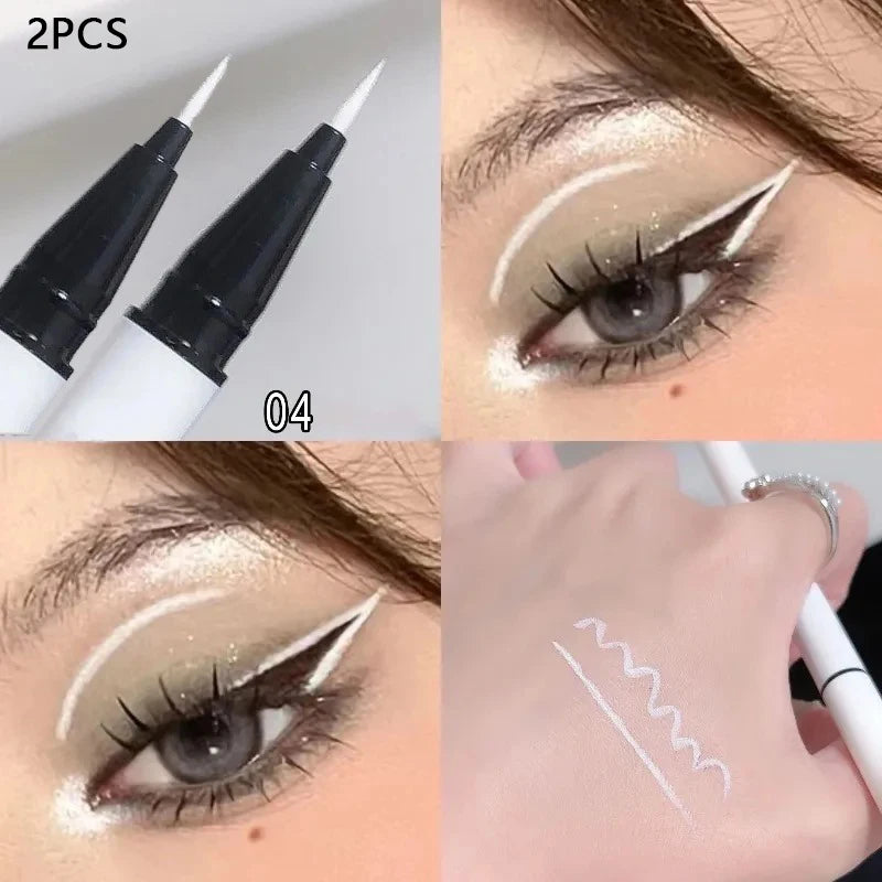 Ultra-thin Matte White Eyeliner Liquid Pen Waterproof Sweat-proof Long-lasting Lying Silkworm Pen High Pigment Smooth Eye Makeup