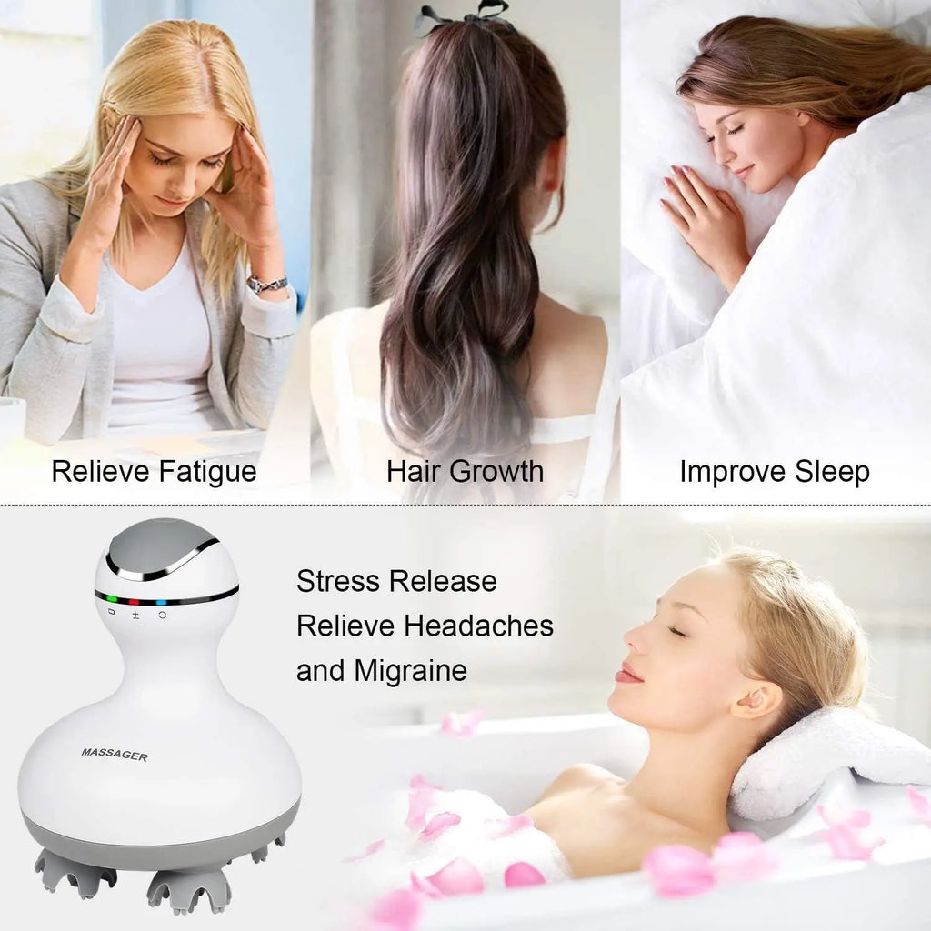 Electric Scalp Massager Scalp Hair Massage Waterproof Head Massage Portable Head Scratcher for Hair Growth&Stress Release Gifts