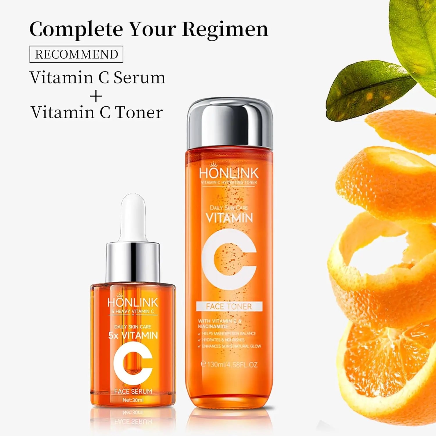 Vitamin C Skincare Travel Skincare Toner+ Serum+Face Cream Moisturizing Brightening Hydrating Facial Serum Face Care Set