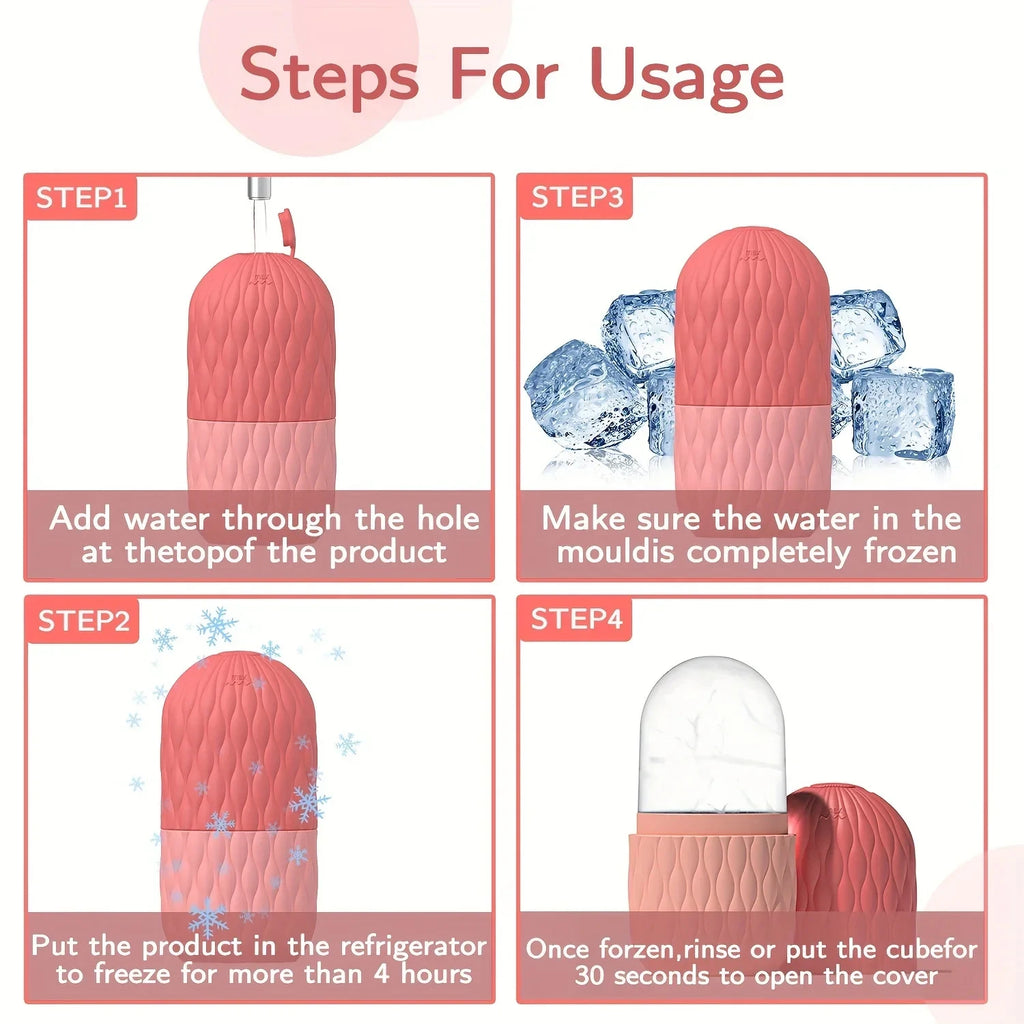 Ice Roller for Face and Eye Reusable Silicone Ice Facial Roller Ice Holder Ice Mold Skin Care Ice Cube Roller for Shrink Pores