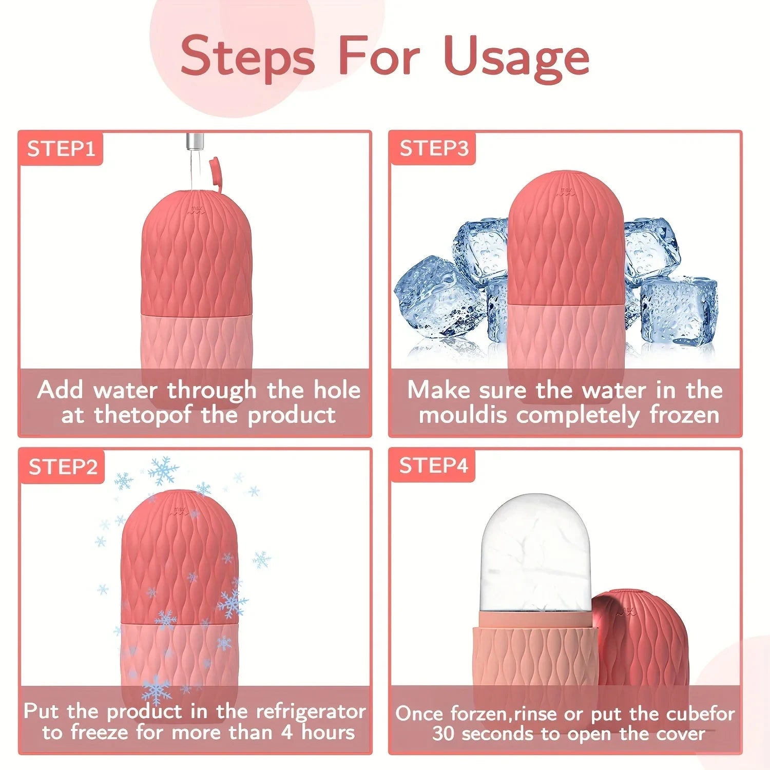 Ice Roller for Face and Eye Reusable Silicone Ice Facial Roller Ice Holder Ice Mold Skin Care Ice Cube Roller for Shrink Pores
