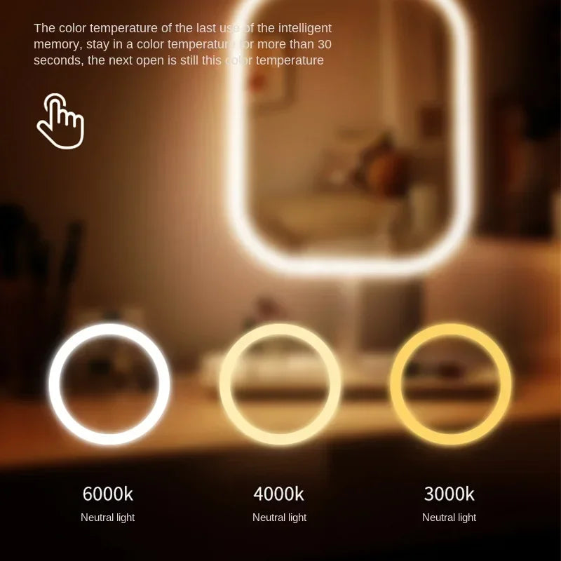 LED Lighted Makeup Mirror, Portable Vanity Mirror with Dimmable Light