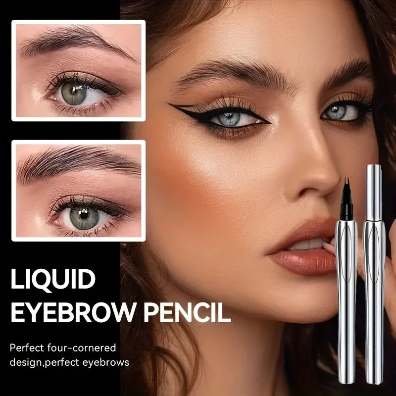 Two-Pronged Slanted Eyebrow Pencil, Creates Natural and Beautiful Eyebrows, Suitable for All Makeup Looks, Long-Lasting, Waterproof, Sweat-Proof, Not Easy to Smudge, Ideal Gift