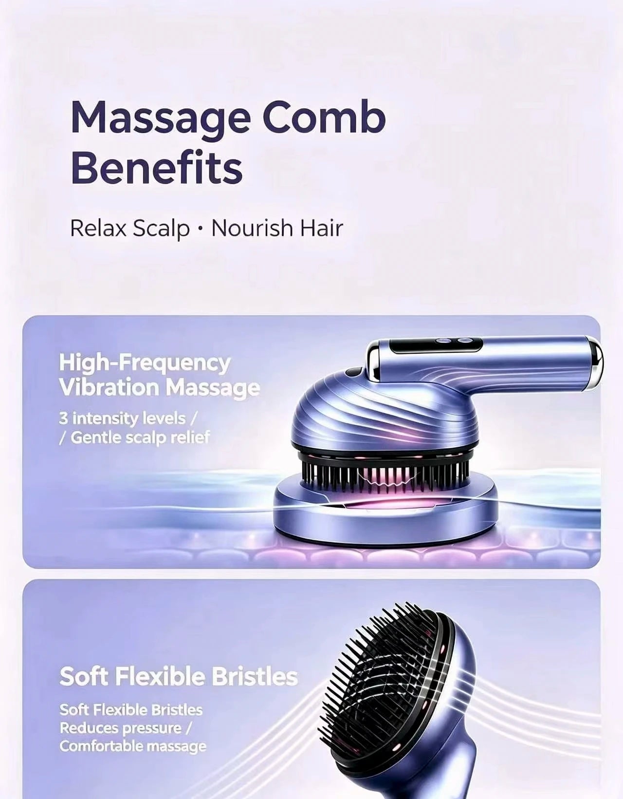 Electric Vibration Scalp Massager Comb Wireless Essential Oil Spraying Hair Care Brush Portable Head Massage Device