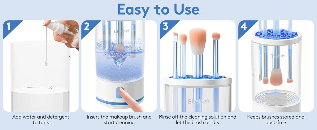 Electric Makeup Brush Cleaner - 7000 RPM Makeup Brush Cleaning Machine, Waterproof Automatic Makeup Brush Cleaner with Mat