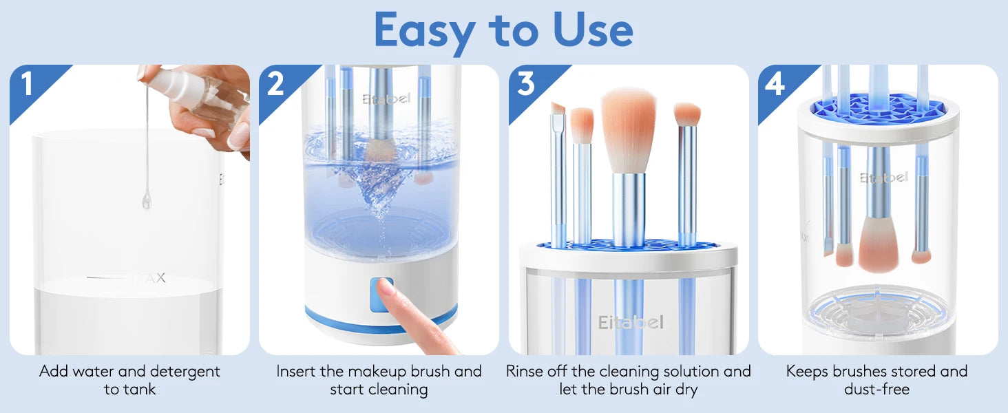Electric Makeup Brush Cleaner - 7000 RPM Makeup Brush Cleaning Machine, Waterproof Automatic Makeup Brush Cleaner with Mat