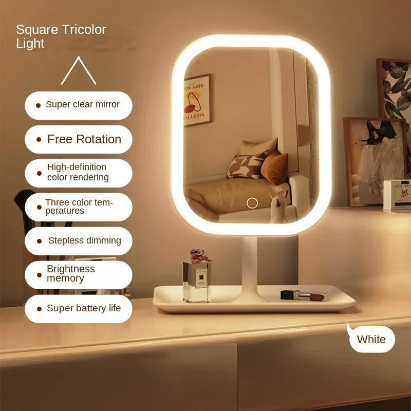 LED Lighted Makeup Mirror, Portable Vanity Mirror with Dimmable Light