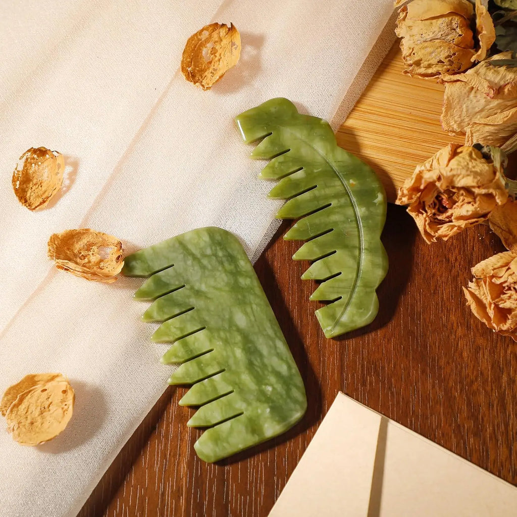 Jade Head Comb Massager Hair Comb Scalp Massager Scalp Care Massage Tool Home and Salon Use Manual Skin Massage Board