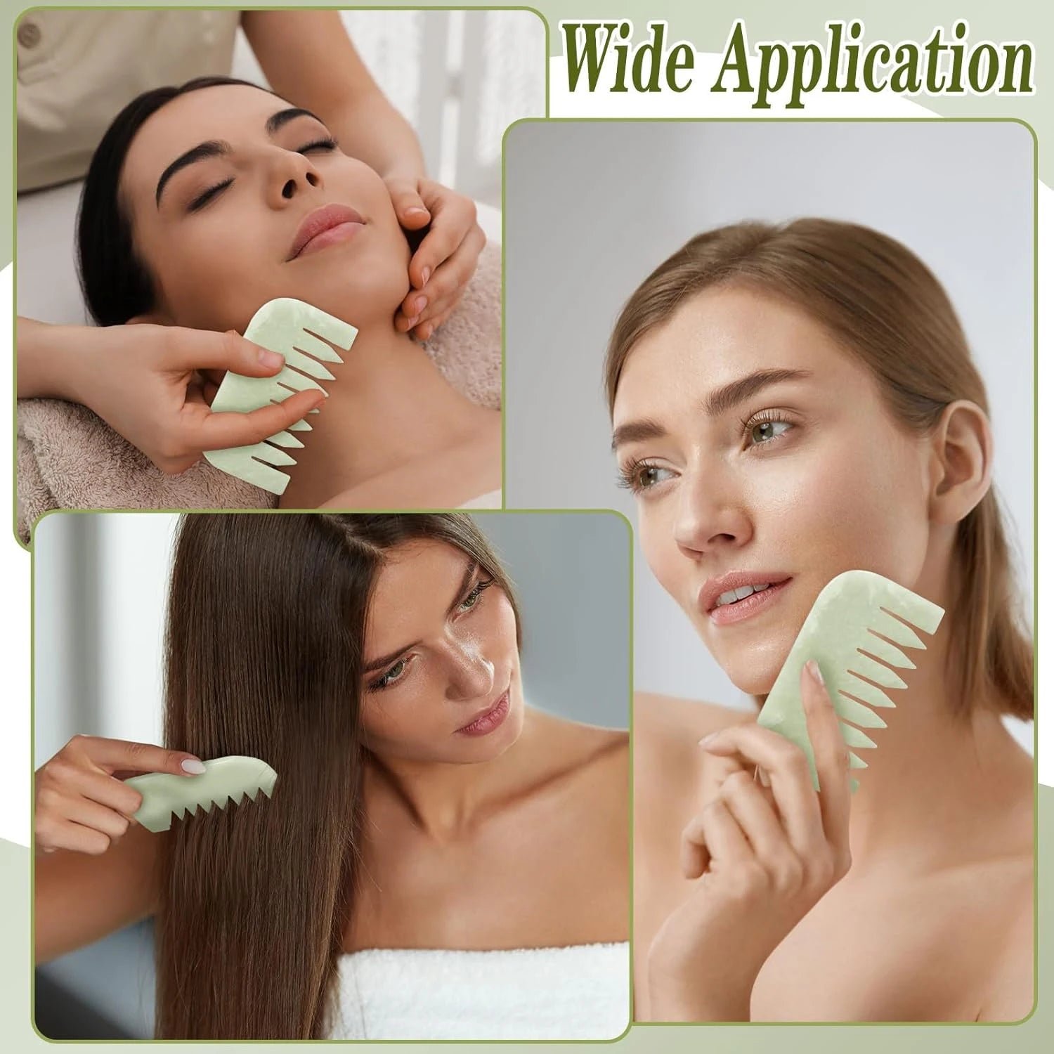 Jade Head Comb Massager Hair Comb Scalp Massager Scalp Care Massage Tool Home and Salon Use Manual Skin Massage Board