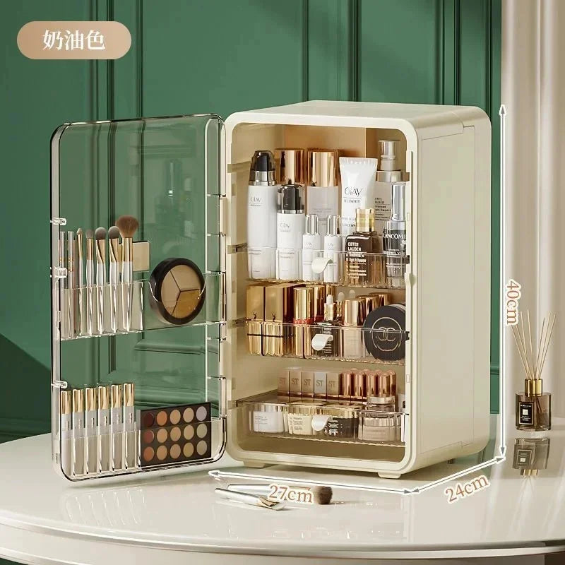 Large Clear Makeup Organizer With Dustproof Design Cosmetic Storage Box For Lipstick Skincare Bathroom Vanity Desktop Organizer