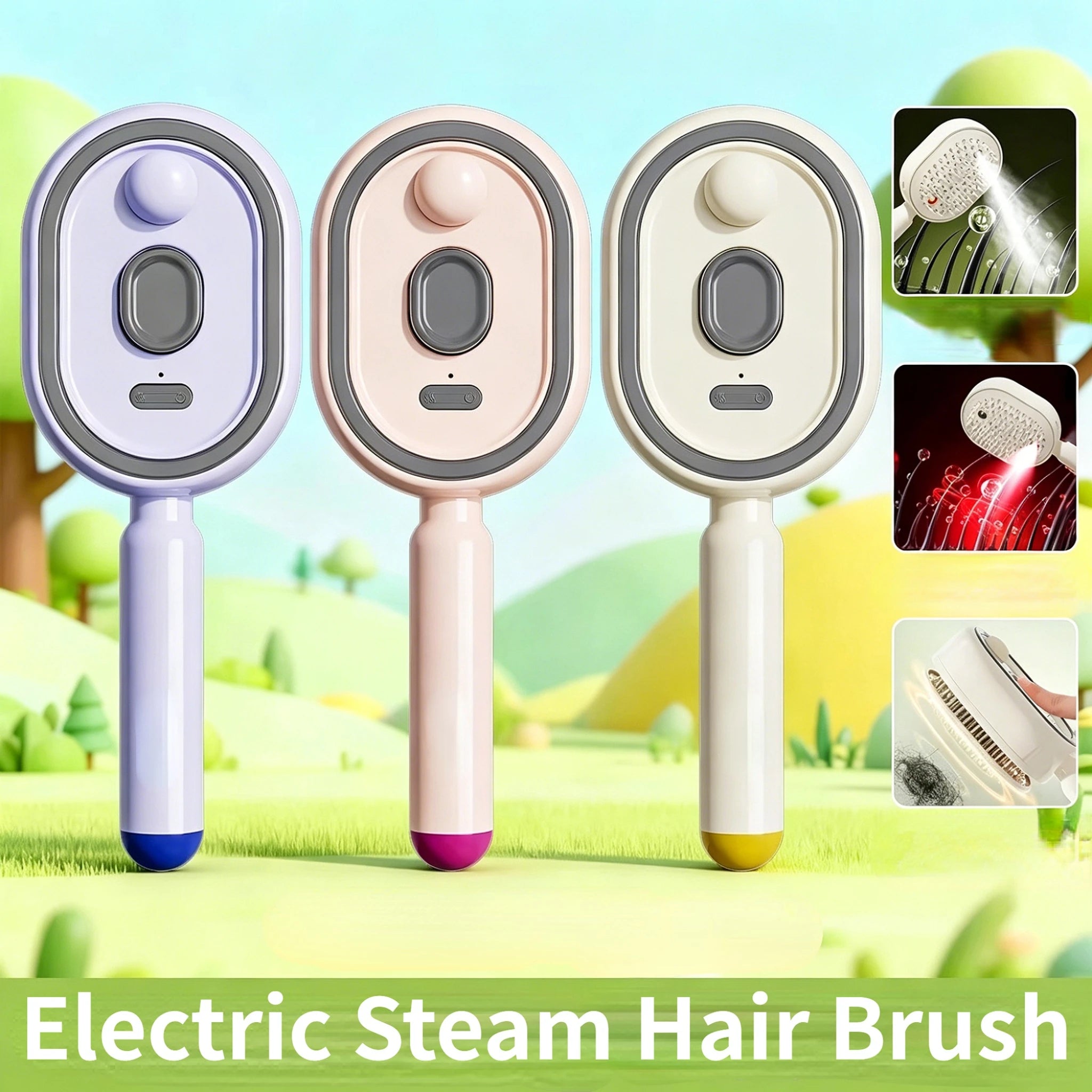 Electric Spray Hair Brush with Water Spray, Steam Essential Oil Brush, Rechargeable, Reduce Frizz Anti-Static, Hair Styling Care