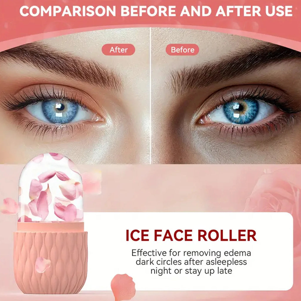 Ice Roller for Face and Eye Reusable Silicone Ice Facial Roller Ice Holder Ice Mold Skin Care Ice Cube Roller for Shrink Pores