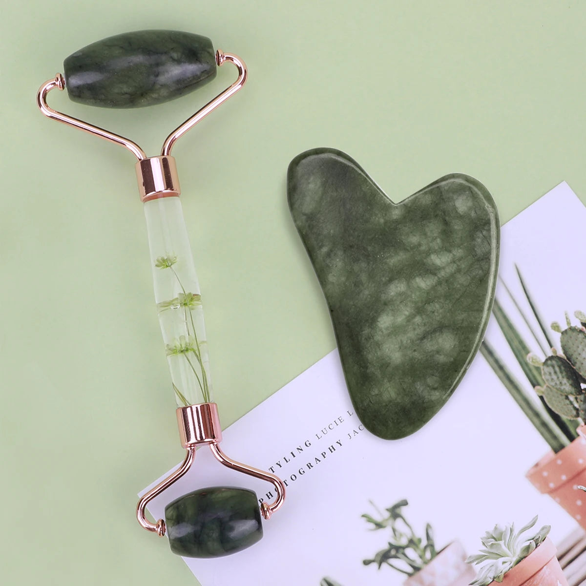 Gua Sha&Jade Roller Set Natural Jade Massager For Face Neck Body Care Beauty Health Skin Care Tools Facial Slim Lift Scraping