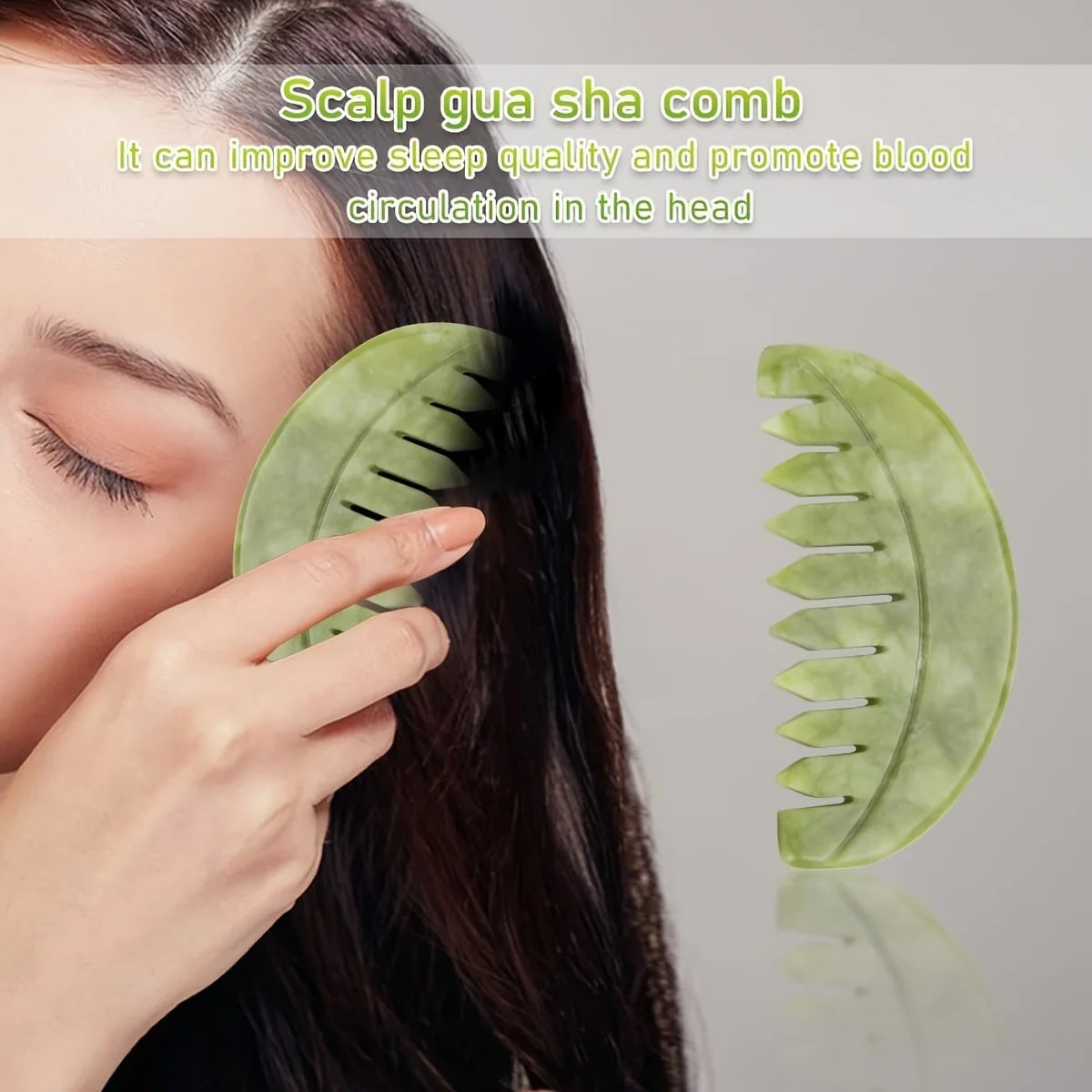 Jade Head Comb Massager Hair Comb Scalp Massager Scalp Care Massage Tool Home and Salon Use Manual Skin Massage Board