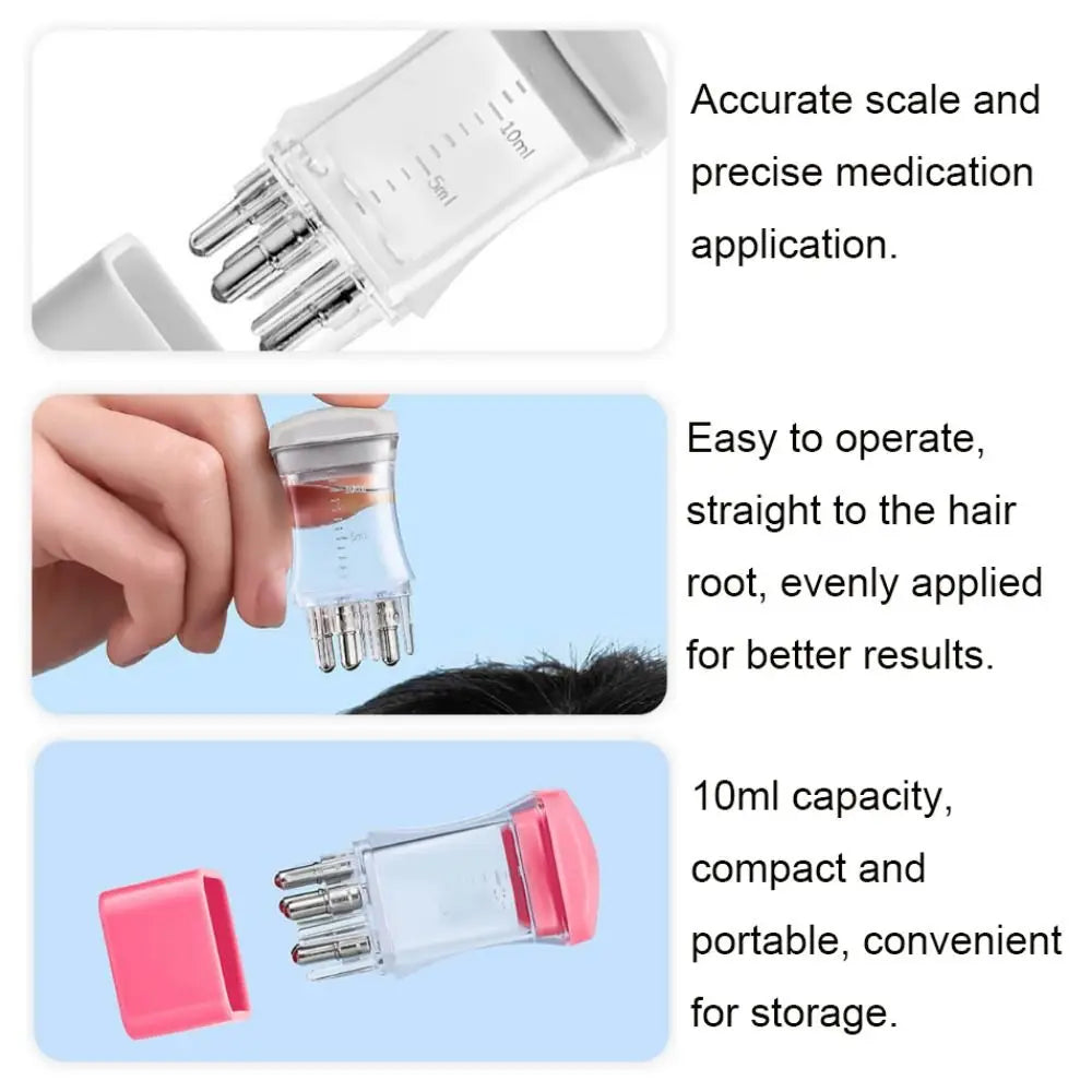 Portable Mini Scalp Applicator Plastic 10ML Liquid Guiding Comb with Scale Hair Roots Massager Scalp Treatment
