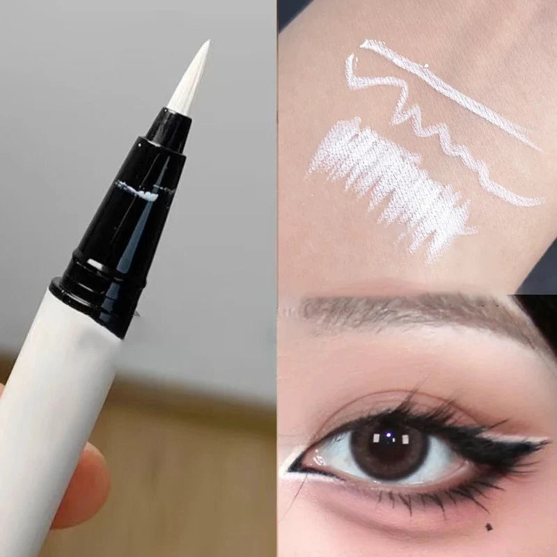 Ultra-thin Matte White Eyeliner Liquid Pen Waterproof Sweat-proof Long-lasting Lying Silkworm Pen High Pigment Smooth Eye Makeup
