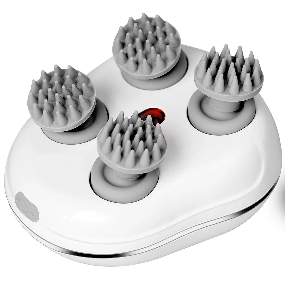 Head Scalp Massager with 4 Kneading Massage Heads Body Massager for Hair Growth Stress Relax Red Light Nourishes Hair Tools