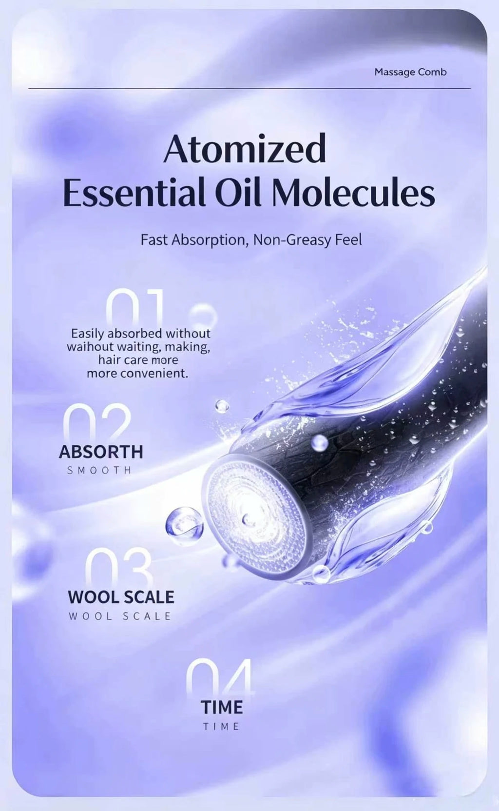 Electric Vibration Scalp Massager Comb Wireless Essential Oil Spraying Hair Care Brush Portable Head Massage Device