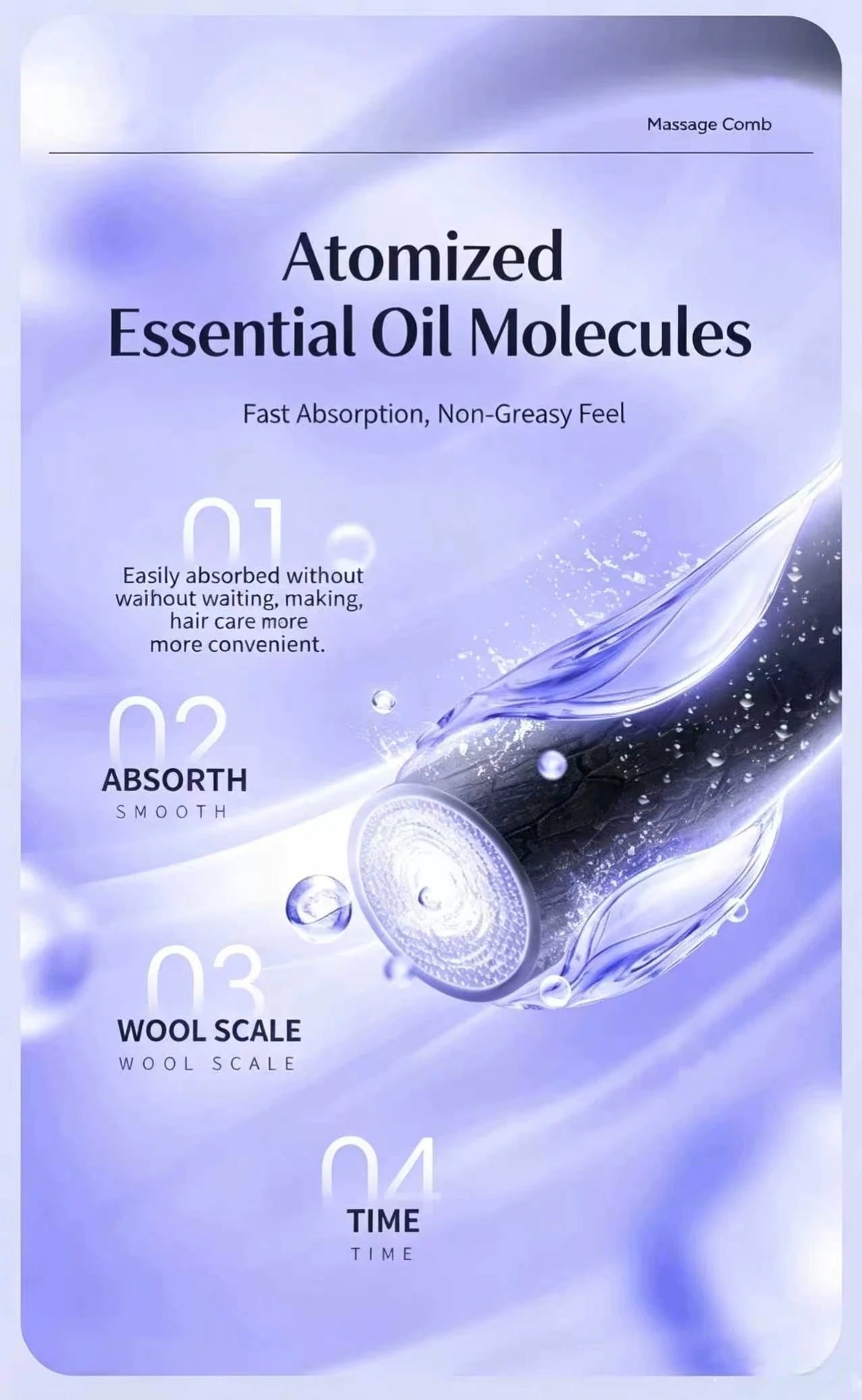 Electric Vibration Scalp Massager Comb Wireless Essential Oil Spraying Hair Care Brush Portable Head Massage Device