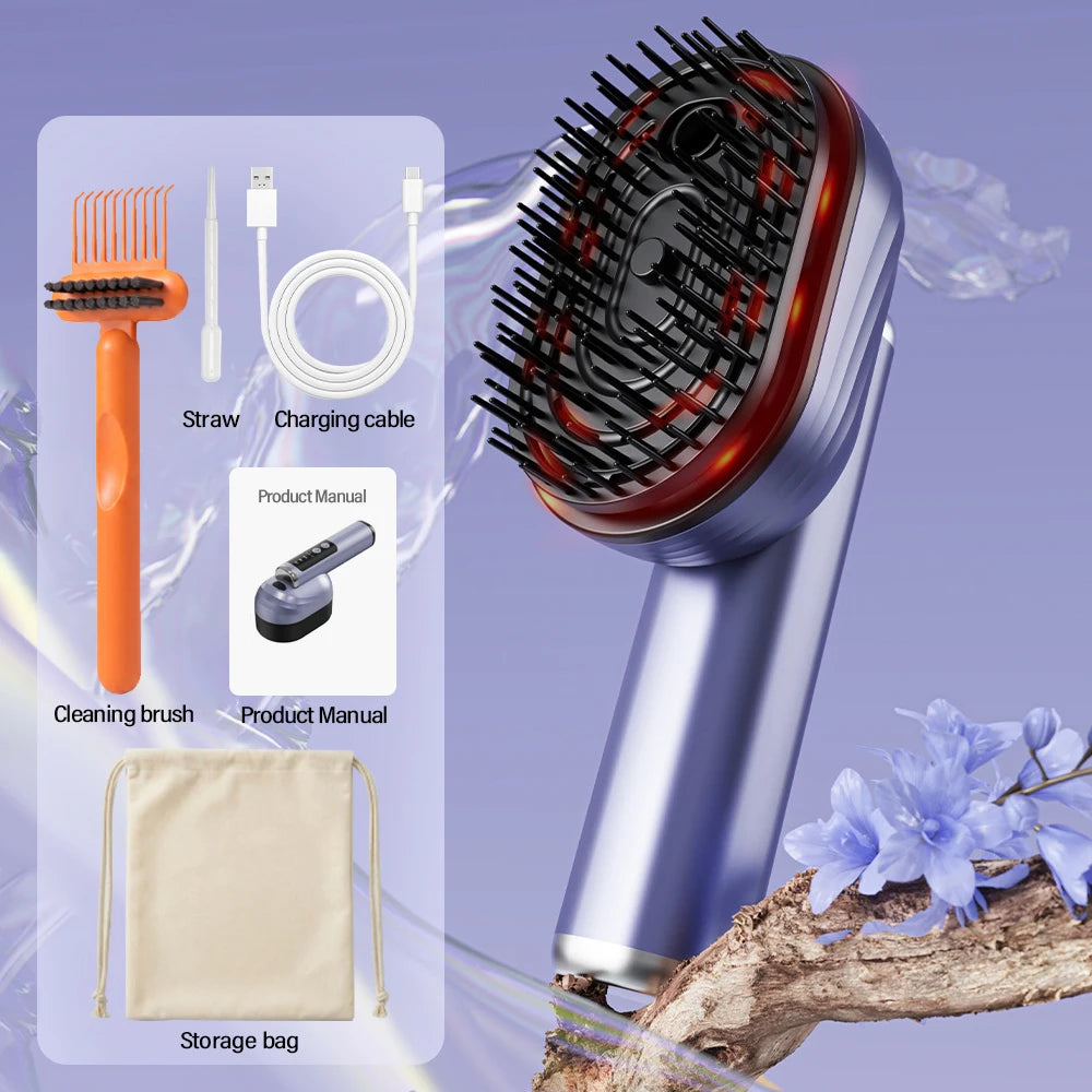 Electric Vibration Scalp Massager Comb Wireless Essential Oil Spraying Hair Care Brush Portable Head Massage Device