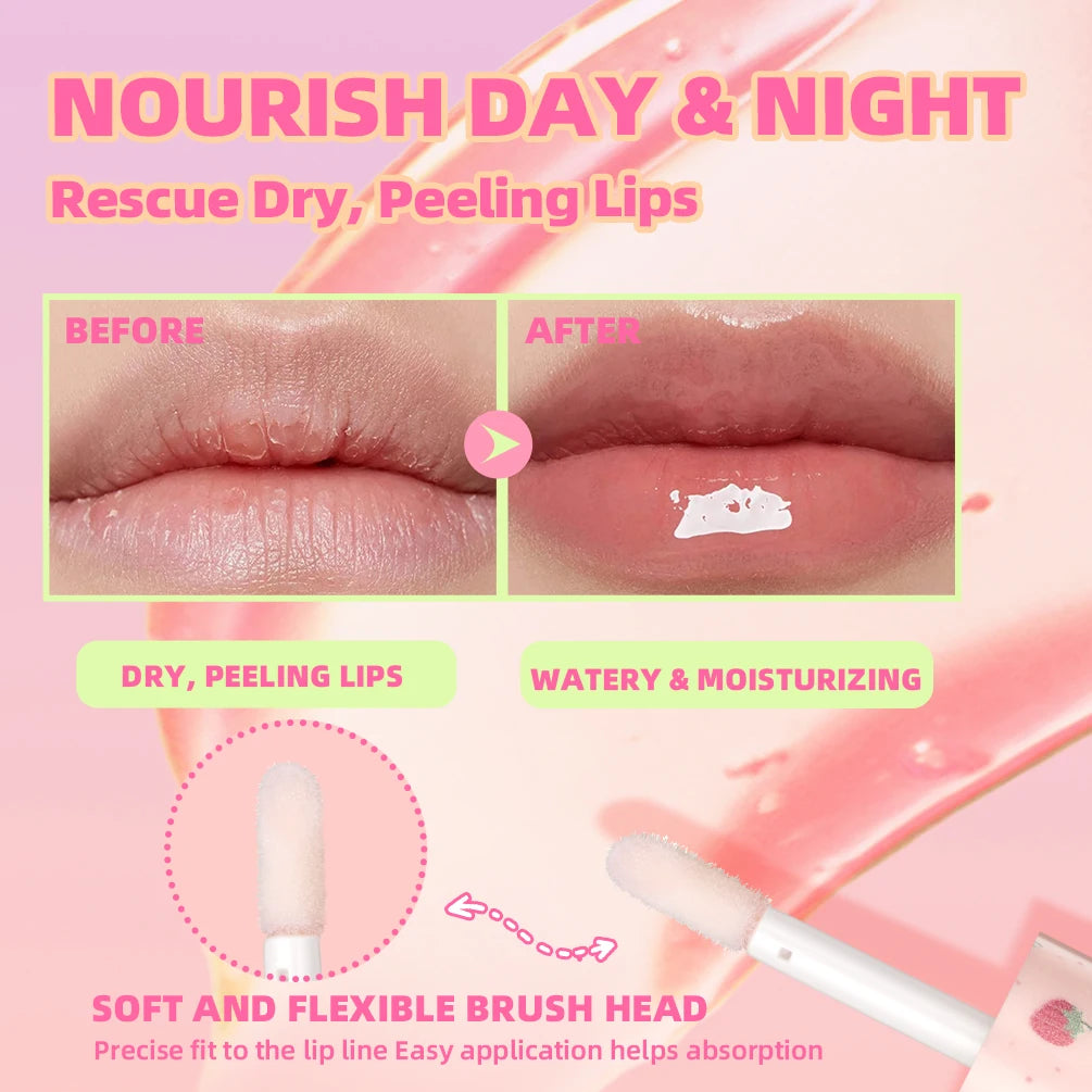 QIBEST Lip Balm Oil Moisturizing Makeup Lip Plumper Oil Repair Lip Fine Lines Beauty Lip Gloss Nourishing Bright Lip Cosmetic