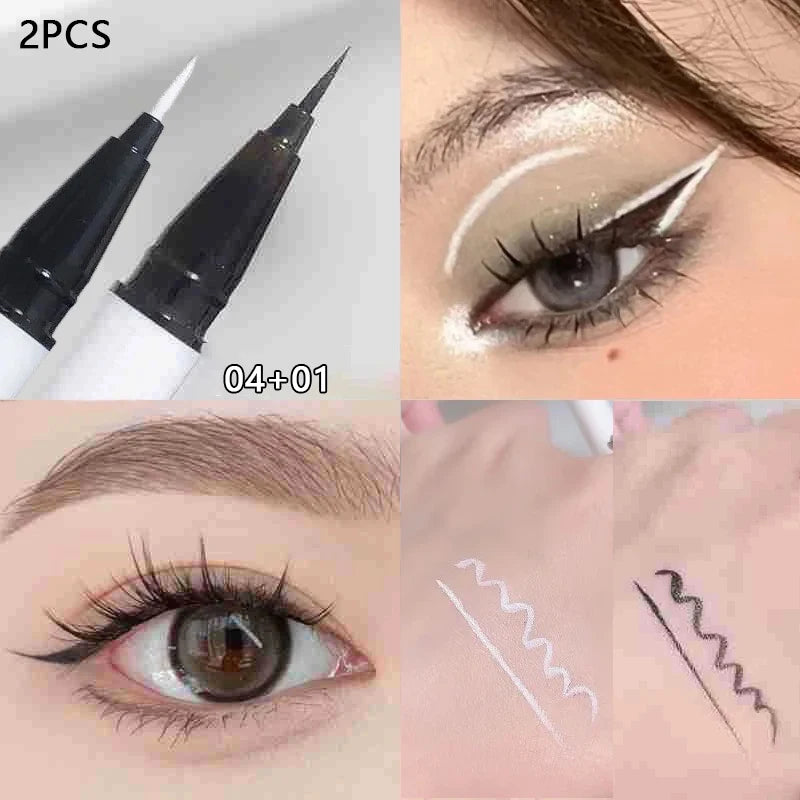 Ultra-thin Matte White Eyeliner Liquid Pen Waterproof Sweat-proof Long-lasting Lying Silkworm Pen High Pigment Smooth Eye Makeup