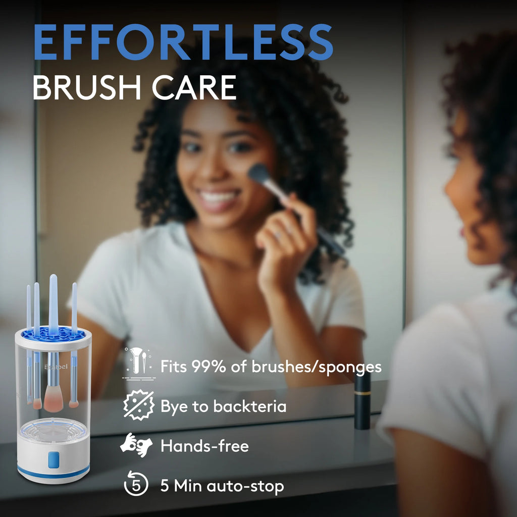 Electric Makeup Brush Cleaner - 7000 RPM Makeup Brush Cleaning Machine, Waterproof Automatic Makeup Brush Cleaner with Mat