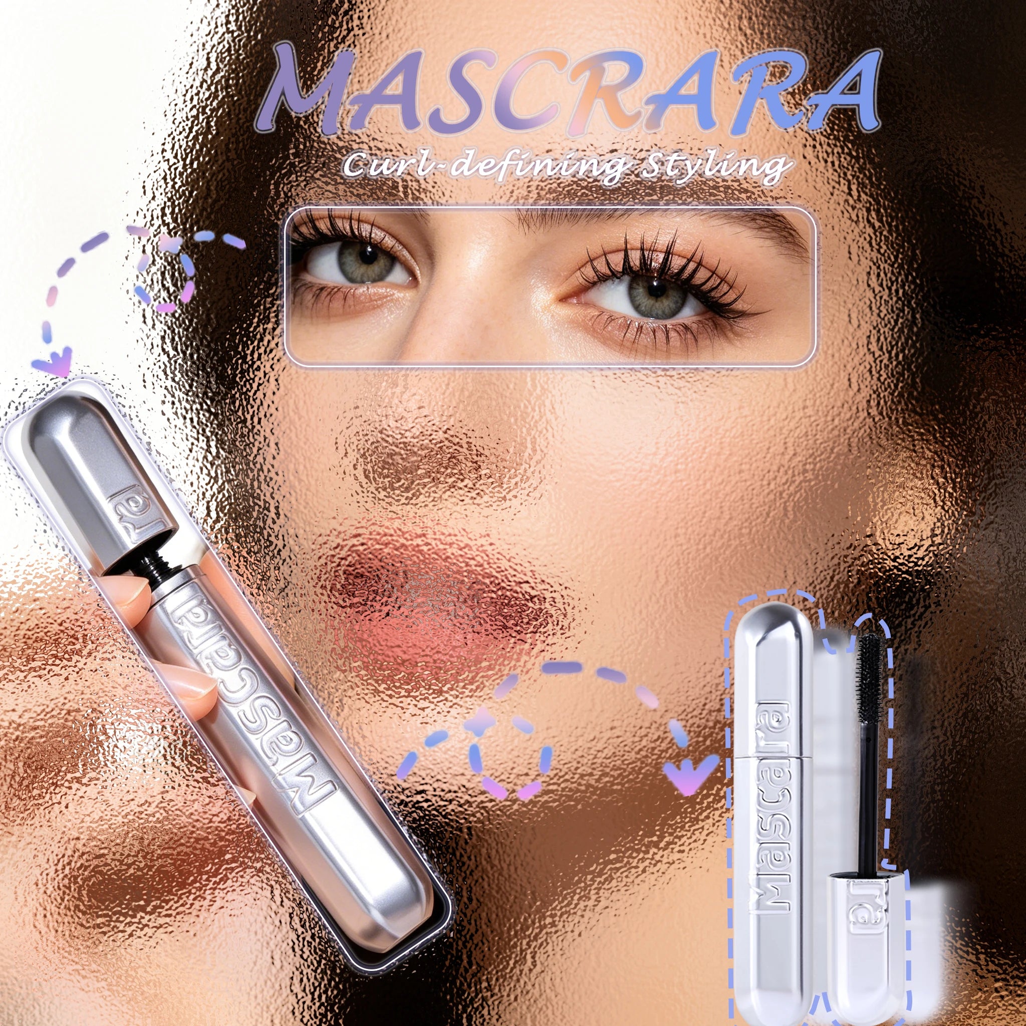 Waterproof Mascara, Long and Curly, Long-Lasting and Set, Silky Smooth, Natural Makeup Look, Lasting Makeup Effect