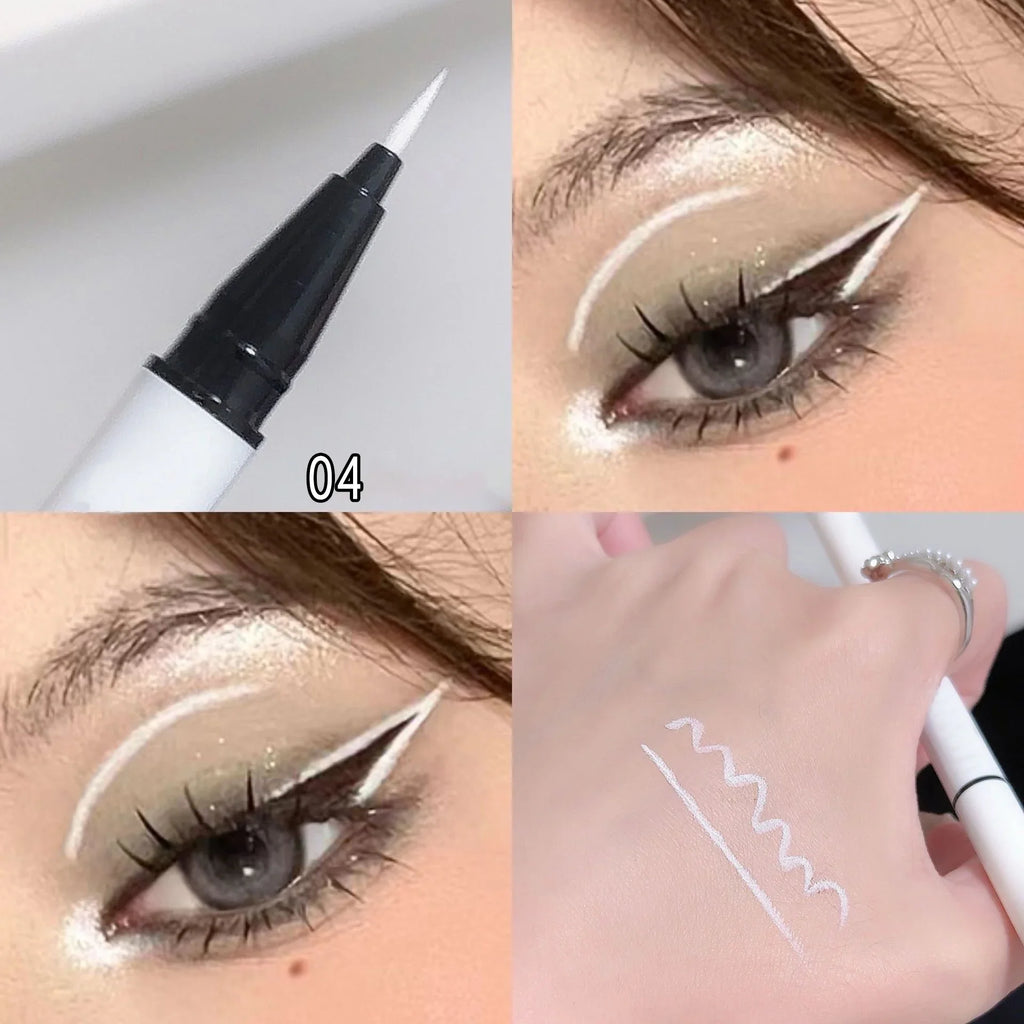 Ultra-thin Matte White Eyeliner Liquid Pen Waterproof Sweat-proof Long-lasting Lying Silkworm Pen High Pigment Smooth Eye Makeup