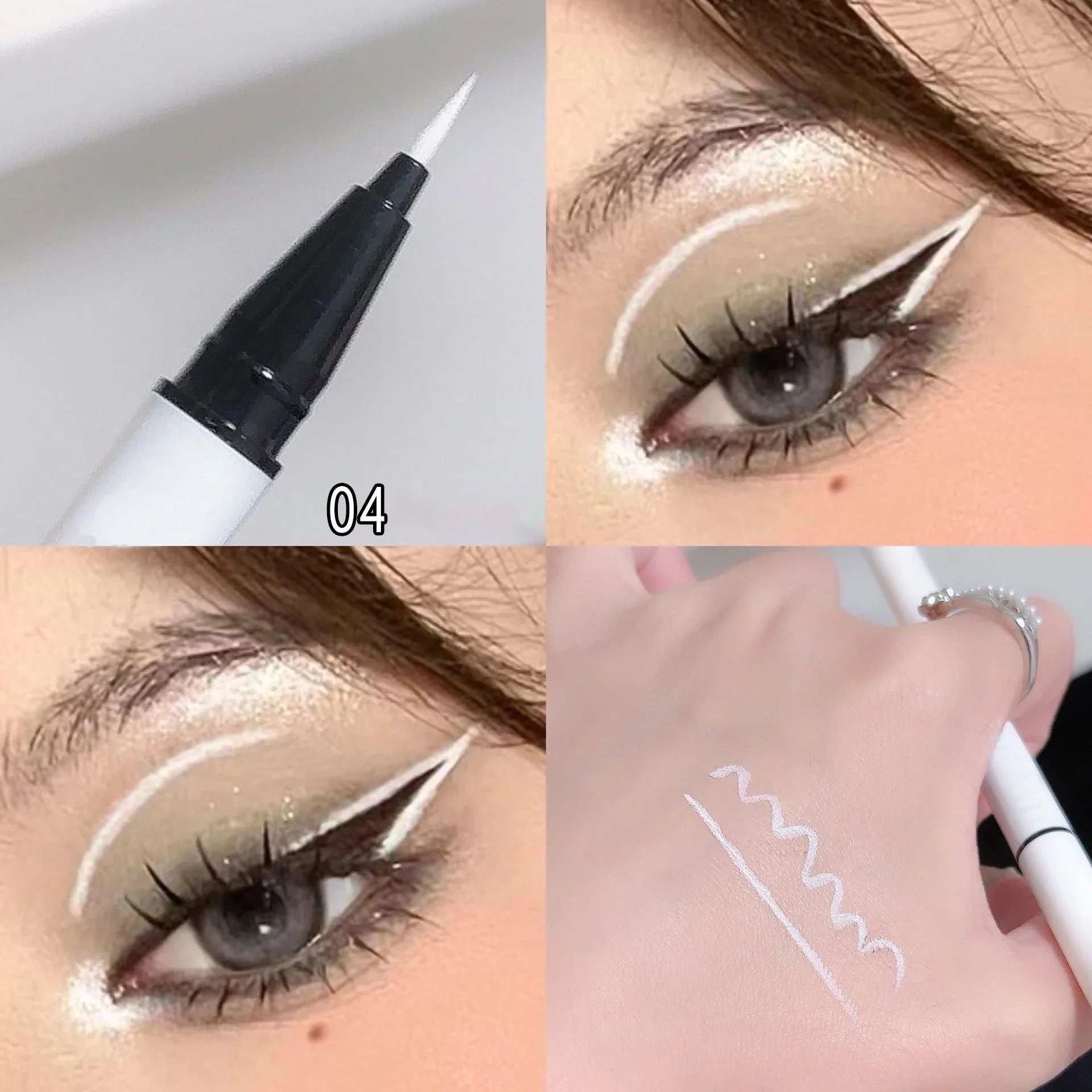 Ultra-thin Matte White Eyeliner Liquid Pen Waterproof Sweat-proof Long-lasting Lying Silkworm Pen High Pigment Smooth Eye Makeup