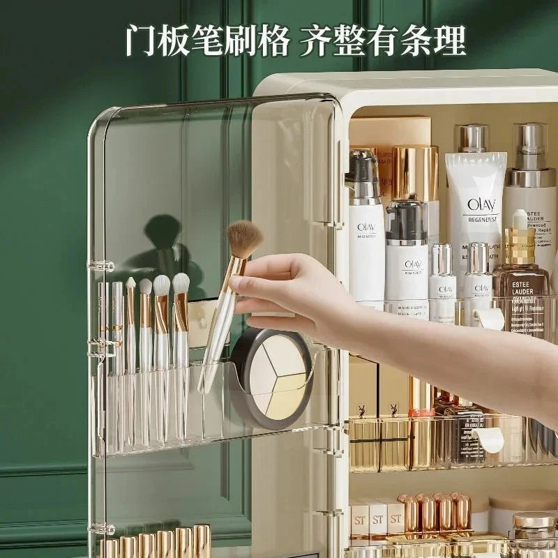 Large Clear Makeup Organizer With Dustproof Design Cosmetic Storage Box For Lipstick Skincare Bathroom Vanity Desktop Organizer