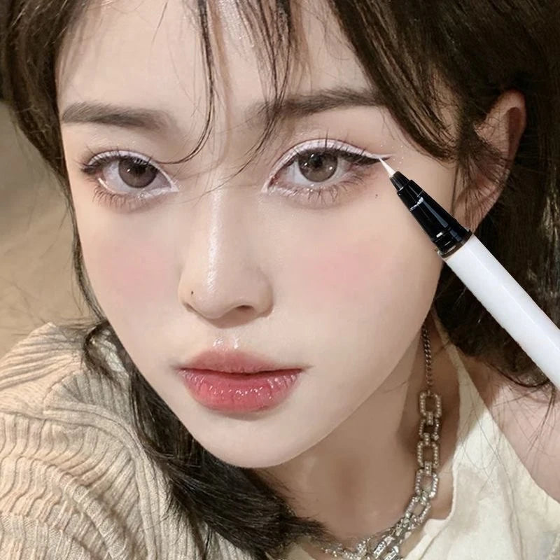 Ultra-thin Matte White Eyeliner Liquid Pen Waterproof Sweat-proof Long-lasting Lying Silkworm Pen High Pigment Smooth Eye Makeup