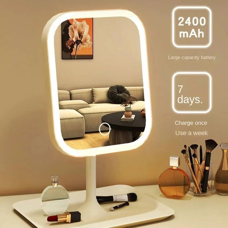 LED Lighted Makeup Mirror, Portable Vanity Mirror with Dimmable Light
