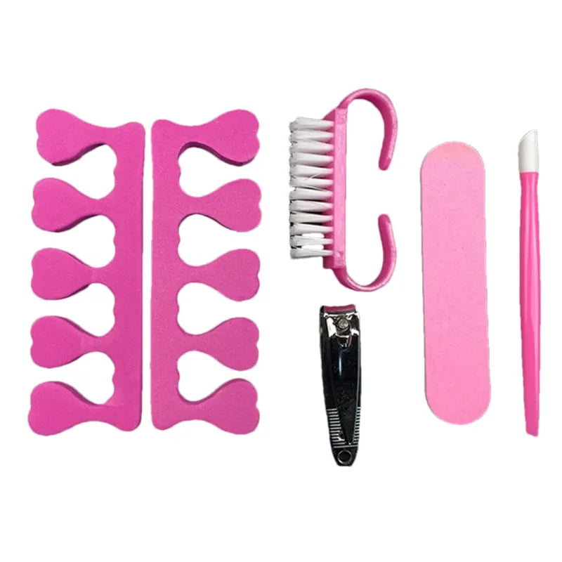 Nail Care Tool Kit, 1pcs Nail File 1pcs Nail clipper 1pcs Handle Grip Brush 2pcs Finger Dividers and 1pcs Pusher for Manicure