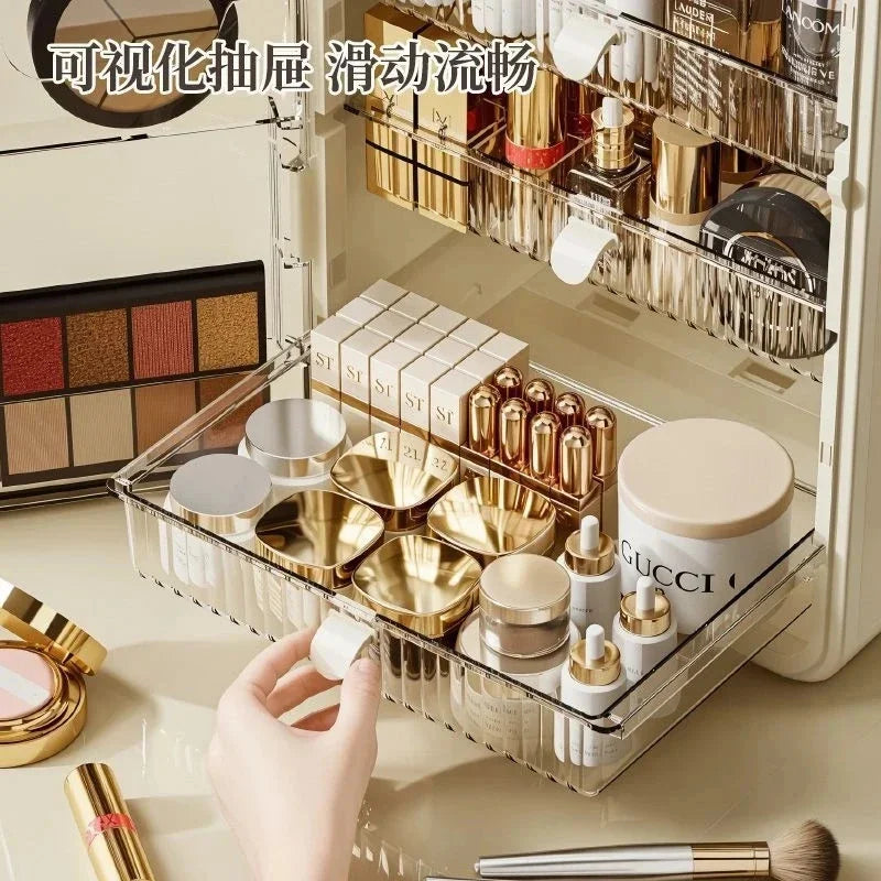 Large Clear Makeup Organizer With Dustproof Design Cosmetic Storage Box For Lipstick Skincare Bathroom Vanity Desktop Organizer