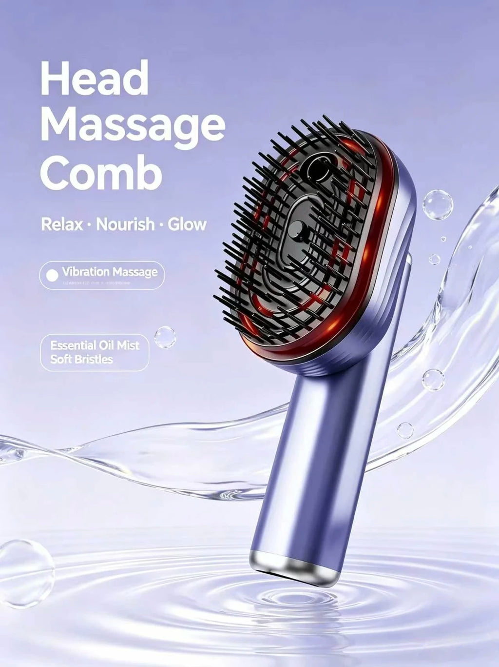 Electric Vibration Scalp Massager Comb Wireless Essential Oil Spraying Hair Care Brush Portable Head Massage Device