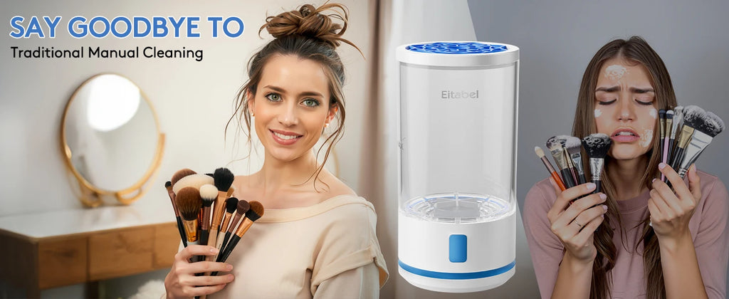 Electric Makeup Brush Cleaner - 7000 RPM Makeup Brush Cleaning Machine, Waterproof Automatic Makeup Brush Cleaner with Mat