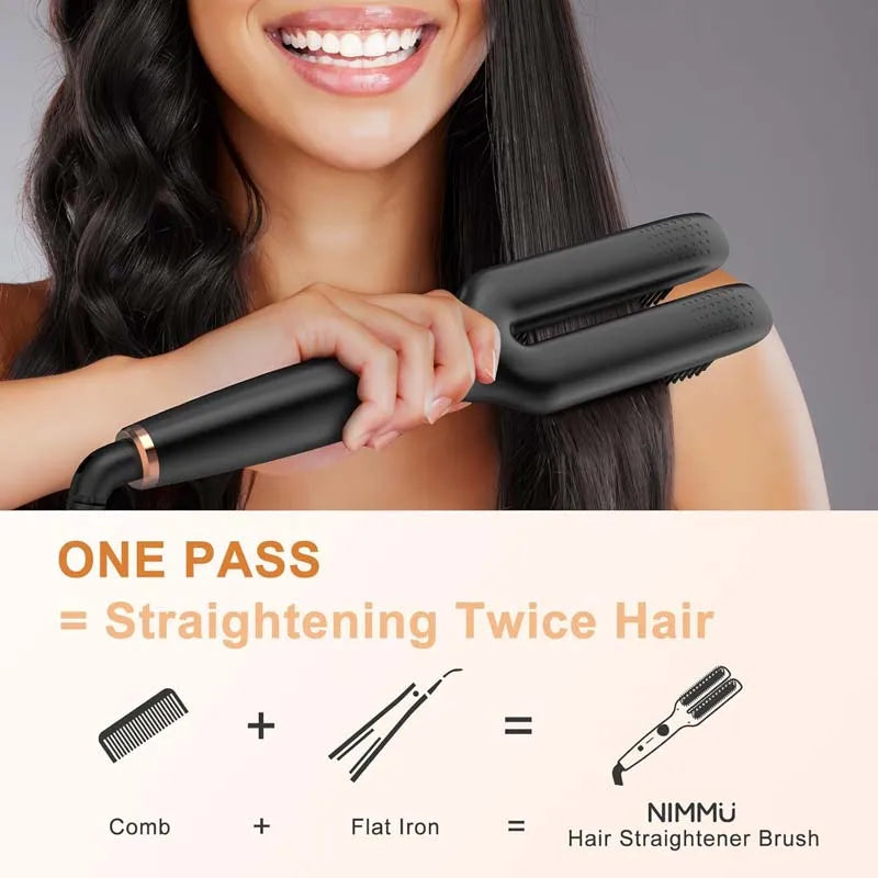 2 In1 Multifunctional Hair Straightener Brush Ceramic Hair Straightening And Curling Iron Electric Hot Brush For Styling
