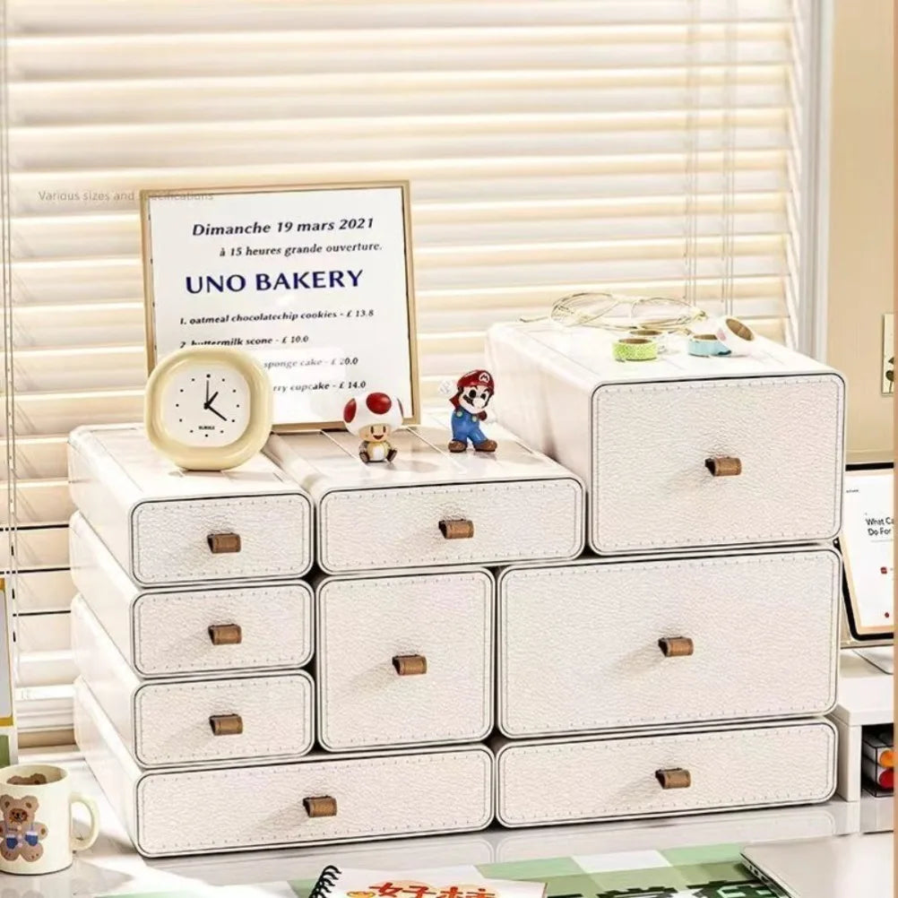 Cream Style Desktop Organizer Living Room Sundry Items Organizer Boxes Desktop Makeup Organizer Stationery Organizers Gift