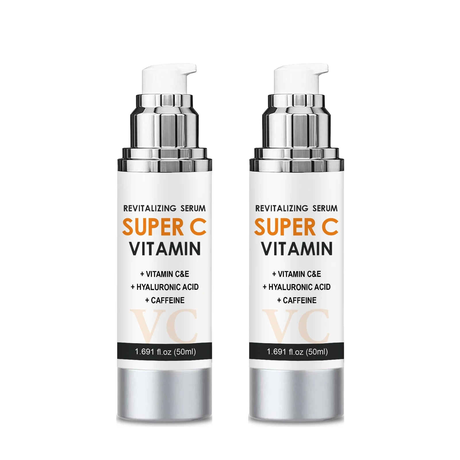 Vitamin C & E Face Serum 50ml - Brightening & Smoothing Care with Hyaluronic Acid & Caffeine for Daily Skin Comfort.