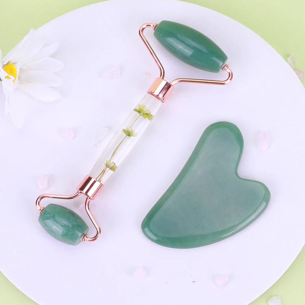 Gua Sha&Jade Roller Set Natural Jade Massager For Face Neck Body Care Beauty Health Skin Care Tools Facial Slim Lift Scraping