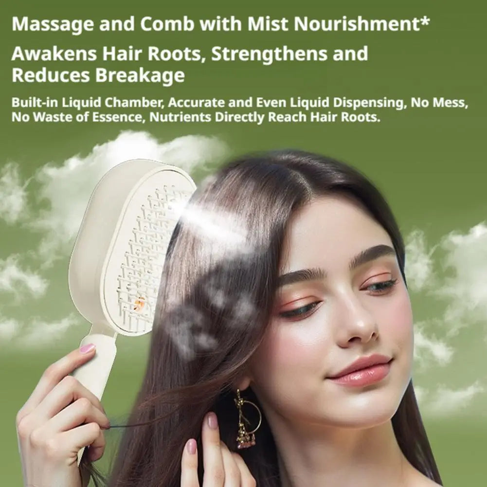 Electric Spray Hair Brush with Water Spray, Steam Essential Oil Brush, Rechargeable, Reduce Frizz Anti-Static, Hair Styling Care