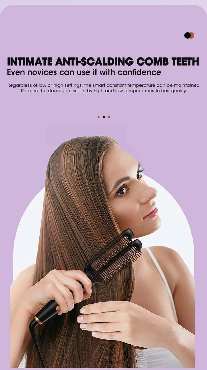 2 In1 Multifunctional Hair Straightener Brush Ceramic Hair Straightening And Curling Iron Electric Hot Brush For Styling