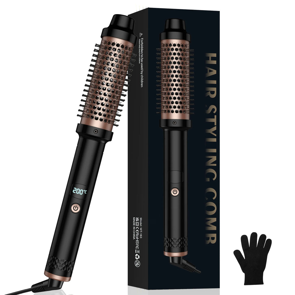 3-in-1 Multifunctional Straightening Curling Hot Brush Portable Travel Ionic Hair Styling Comb Fast Heating for Thick/Fine Hair
