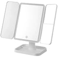 LED Makeup Mirror Desktop with Light, Ins style，Three-sided Folding, Dormitory Desktop, Beauty and Bedroom Dressing Mirror，
